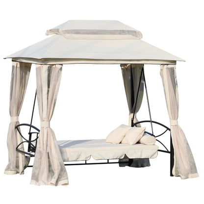 Foisor cu Canapea cu 3 locuri si plasa de tantari, 256x172x248cm Culoare Bej