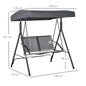 Balansoar cu 2 Locuri de Gradina pentru Exterior cu Baldachin Reglabil si Sezuta din Textilen, 140x118x162cm Gri