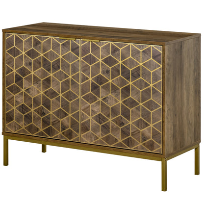 Dulap de decor modern , bufet de depozitare cu 2 usi si picioare din otel auriu, pentru living, sufragerie