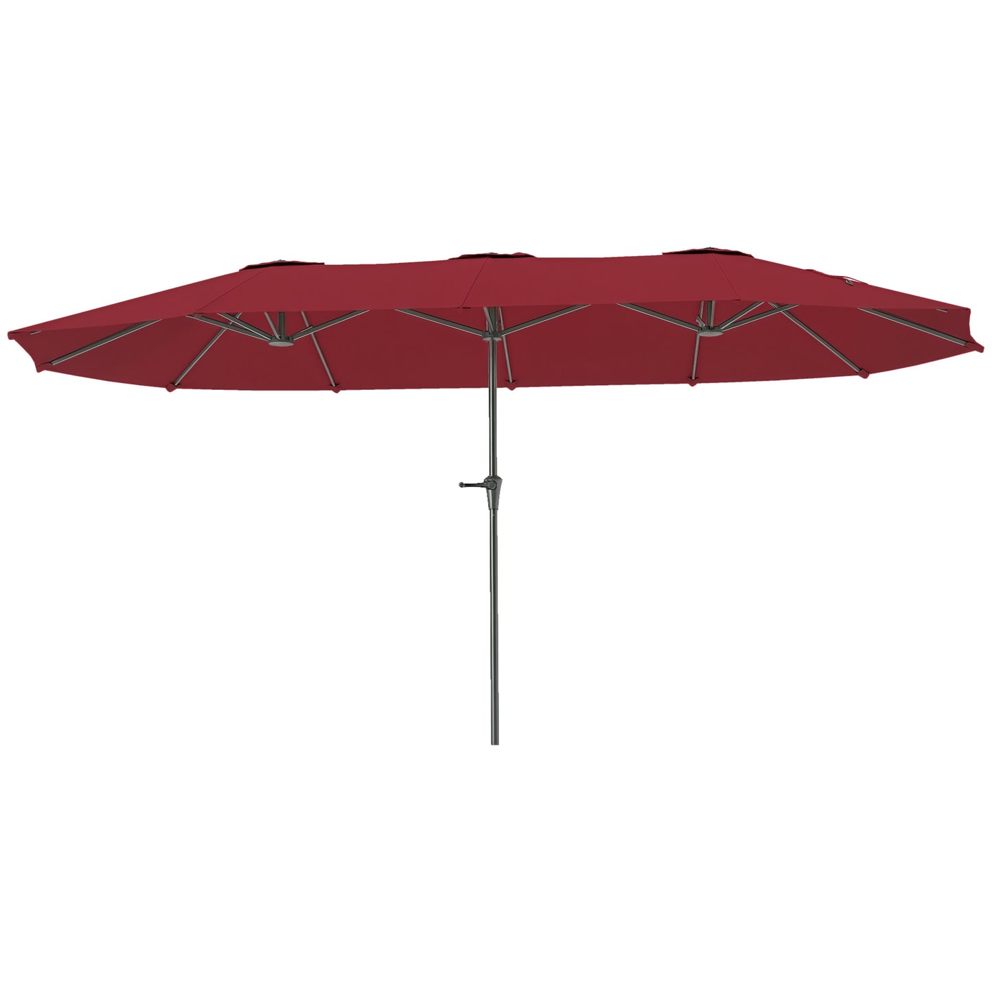 Umbrelă Dublă cu Prese de Aer și Manivelă, din Metal și Poliester, 4x2.2x2.34 m, Negru și Roșu
