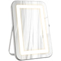 Oglindă de machiaj cu lumini reglabile în 3 culori, priză USB și oglindă cu mărire 10x, 31x41,5x3 cm, alb