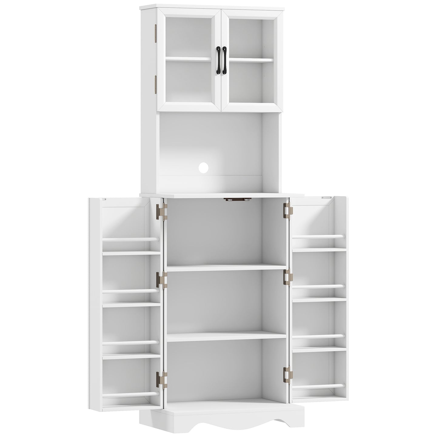 Mobilă de Depozitare pentru Bucătărie cu 2 Dulapuri și 8 Rafturi, din Lemn și Acrilic, 60x39.5x179.6 cm, Alb