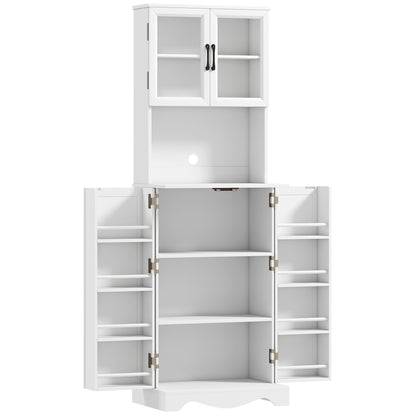 Mobilă de Depozitare pentru Bucătărie cu 2 Dulapuri și 8 Rafturi, din Lemn și Acrilic, 60x39.5x179.6 cm, Alb