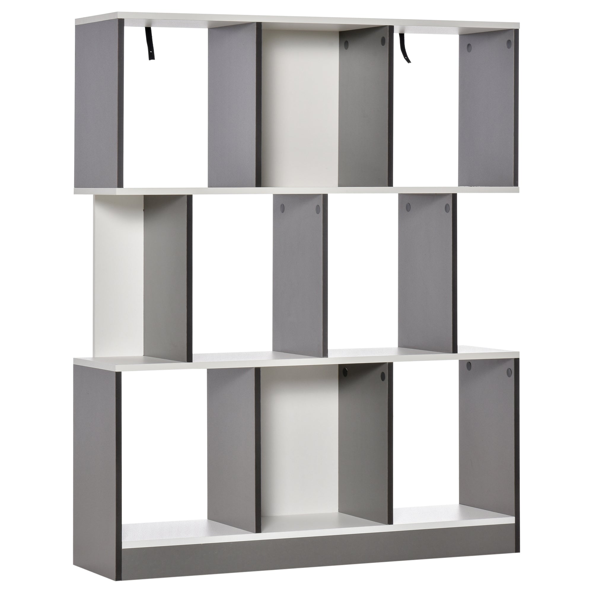 Bibliotecă cu 8 Rafturi pentru Sufragerie și Dormitor, din Lemn, 100x24x124 cm, Gri Închis