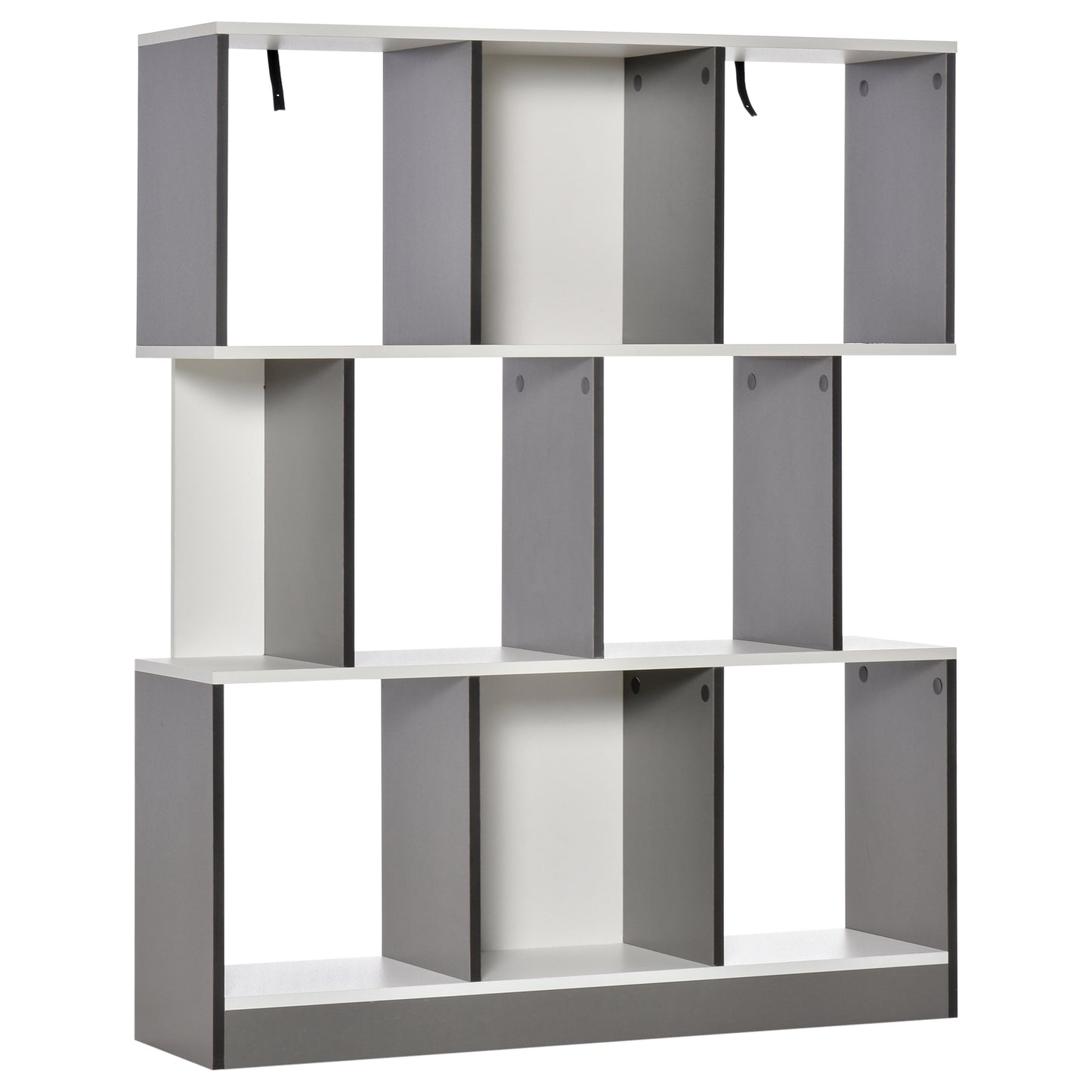 Bibliotecă cu 8 Rafturi pentru Sufragerie și Dormitor, din Lemn, 100x24x124 cm, Gri Închis