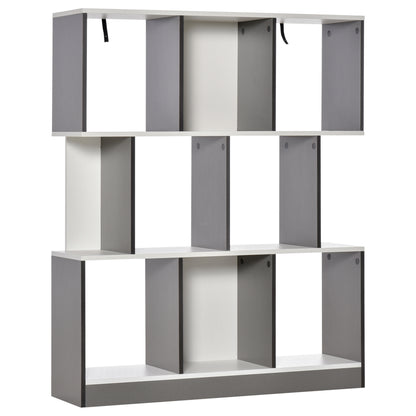 Bibliotecă cu 8 Rafturi pentru Sufragerie și Dormitor, din Lemn, 100x24x124 cm, Gri Închis