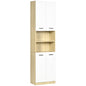 Dulap Baie din PAL Alb cu 2 Dulapioare cu Usi si  2 Rafturi Deschise, Design Anti rasturnare, 53x33.5x195.7 cm