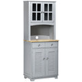 Bufet pentru Bucatarie, Mobilier din MDF, Dulap de Bucatarie in Stil Clasic, Gri, 68x39.5x170 cm