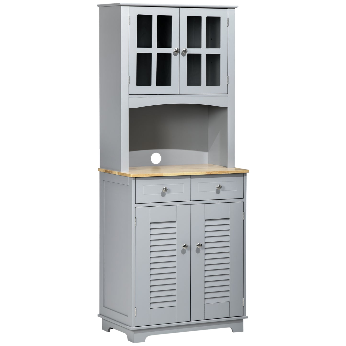Bufet pentru Bucatarie, Mobilier din MDF, Dulap de Bucatarie in Stil Clasic, Gri, 68x39.5x170 cm