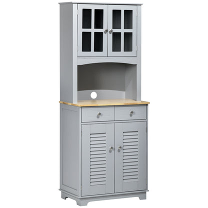 Bufet pentru Bucatarie, Mobilier din MDF, Dulap de Bucatarie in Stil Clasic, Gri, 68x39.5x170 cm