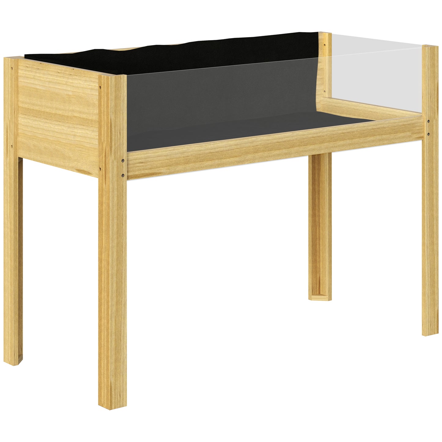 Strat Înălțat de Grădină din Lemn cu Panouri din Acril și Orificii de Drenaj, 110x50x80 cm, Lemn Natural
