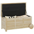 Ladă de Exterior 185L cu 2 Roți, Cu Husă Interioară și Capac, din Lemn de Brad, 110x50x50 cm, Culoare Lemn