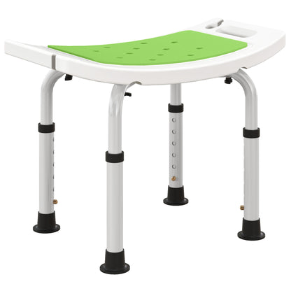 Scaun pentru duș din aluminiu și plastic antiderapant, înălțime reglabilă pe 6 nivele, 39-52cm, verde