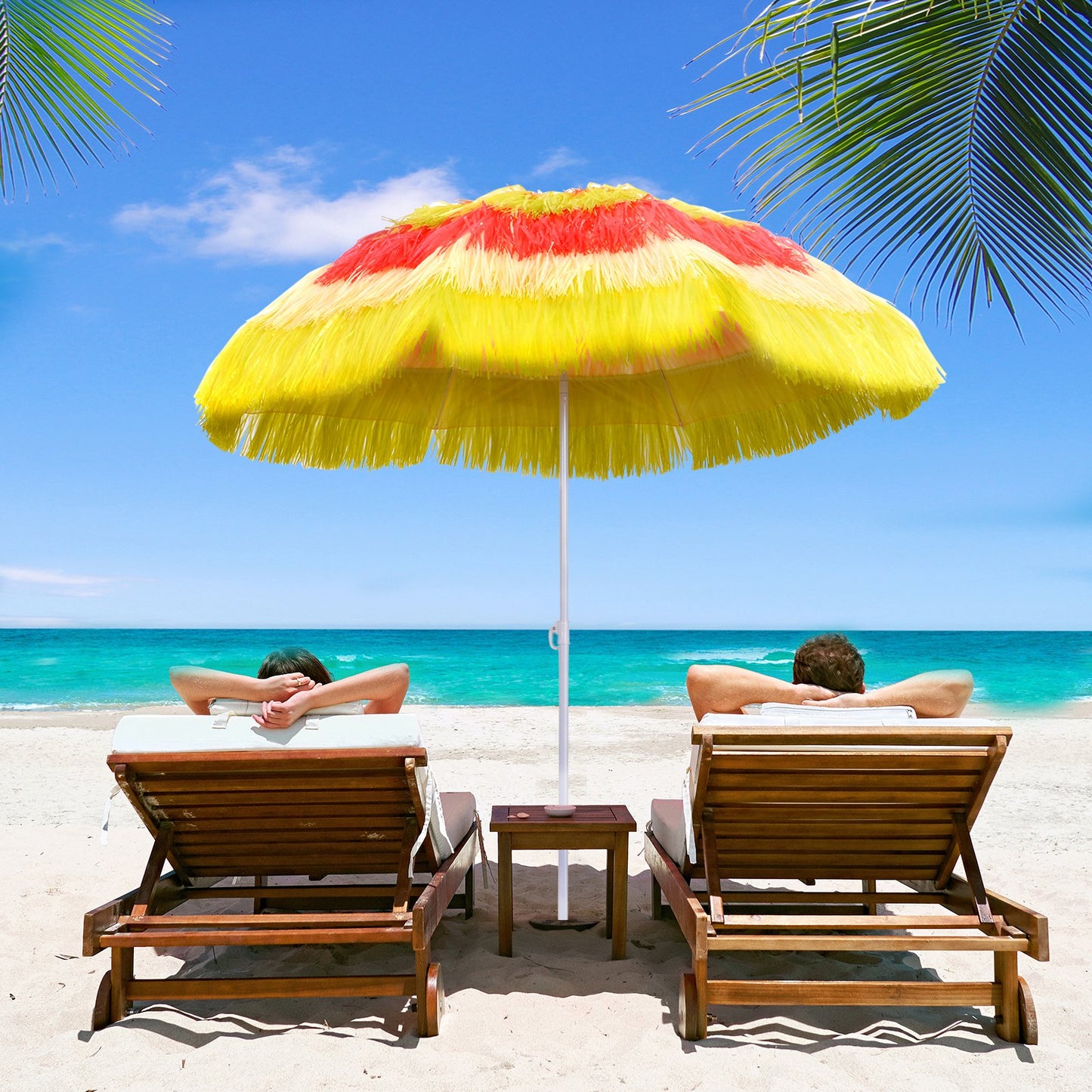 Umbrelă Hawaiană Portabilă, Acoperitoare Ø160cm, Impermeabilă, Înălțime până la 180cm