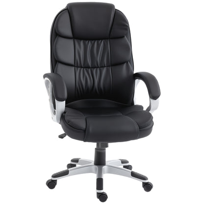 Scaun Birou Ergonomic Rotativ din Piele PU, Funcție Legănare, Înălțime Reglabilă, Capacitate 120kg, Negru