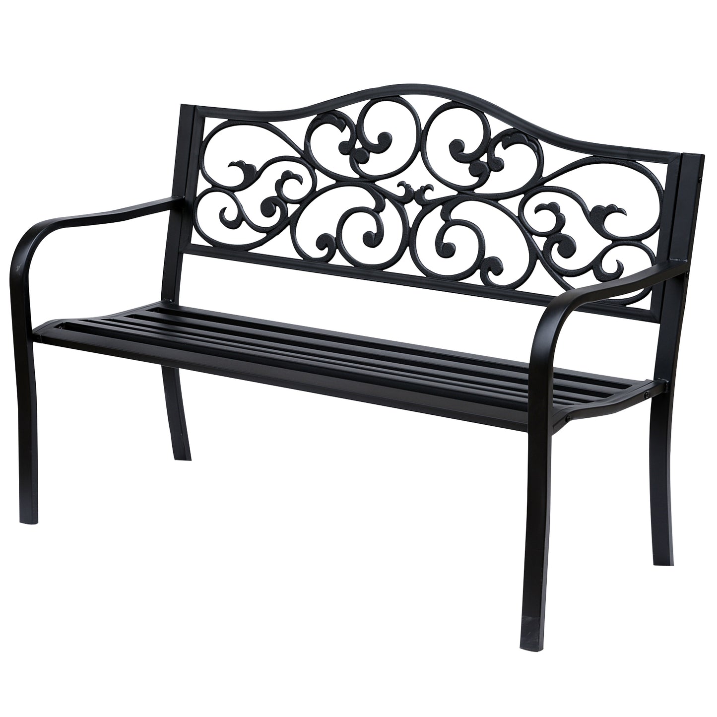 Banca pentru exterior din metal, 127x60x89cm, negru