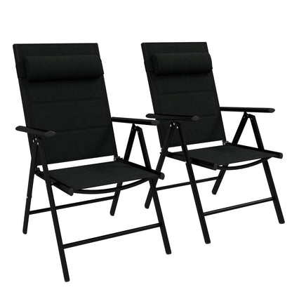 Set de 2 scaune pliabile rabatabile pentru terasa, Negru