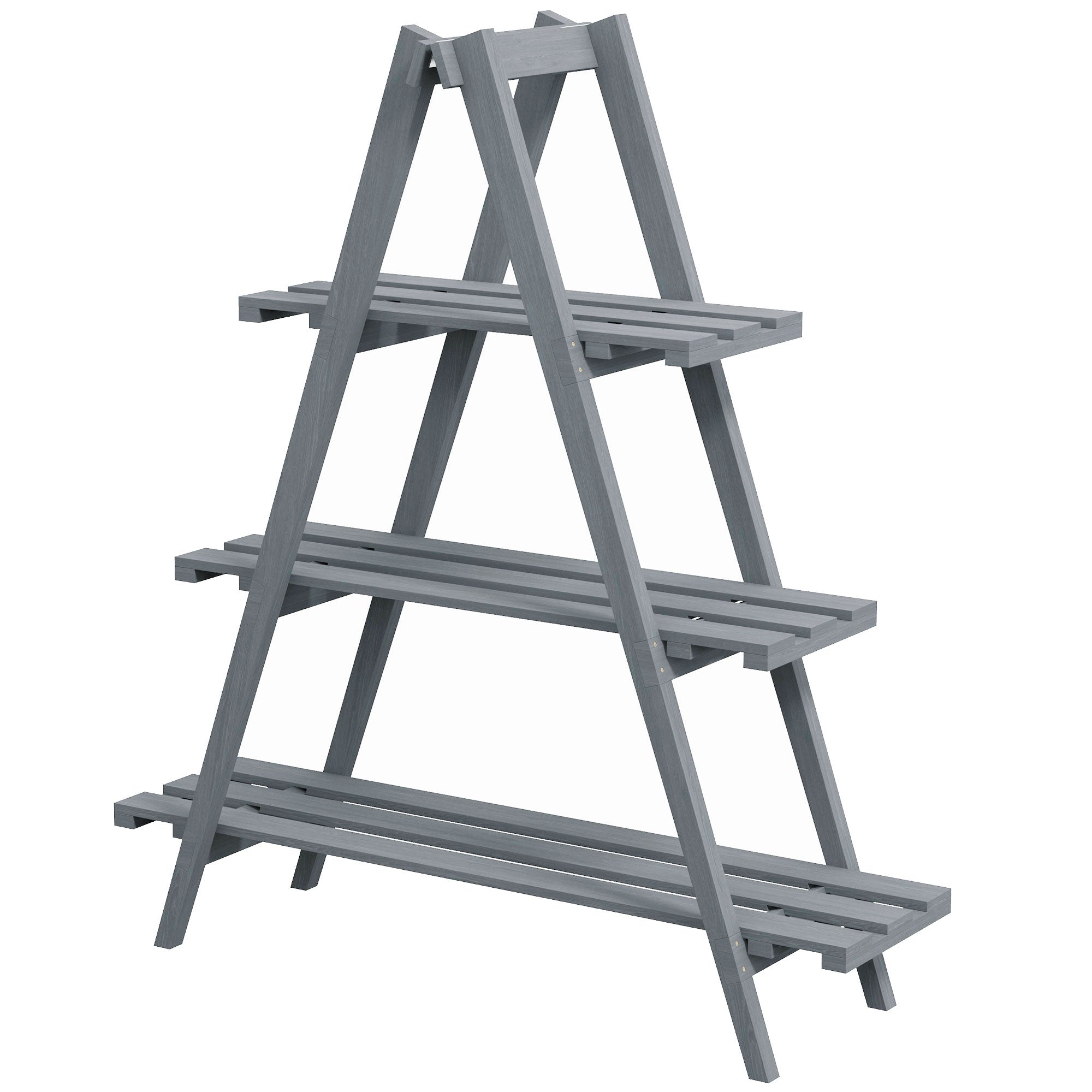 Suport pentru Plante Vertical cu 3 Niveluri, din Lemn de Brad, 100x36x112 cm, Gri