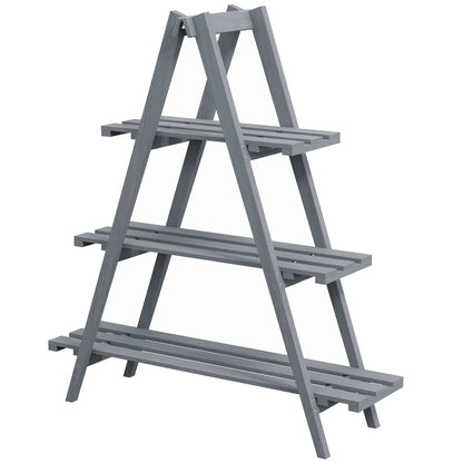 Suport pentru Plante Vertical cu 3 Niveluri, din Lemn de Brad, 100x36x112 cm, Gri