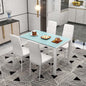 Set Dining Alb Modern – Masa + 4 Scaune Tapitate pentru 4 Persoane
