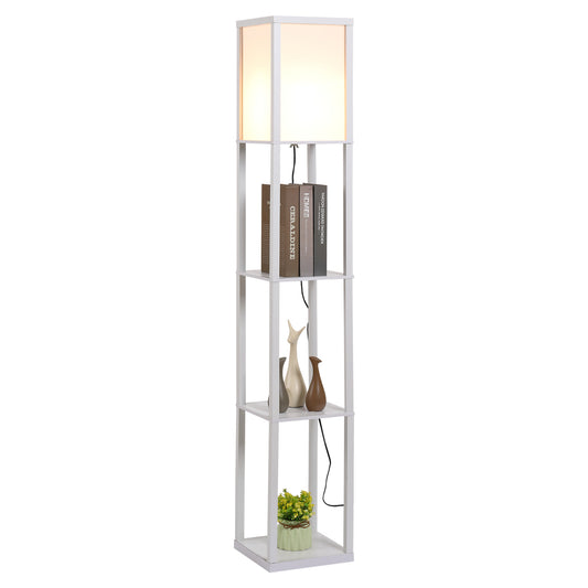 Lampa de Podea cu 3 Polite Integrate Cuplare E27 Putere 40W Alb
