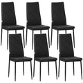 Set de 6 scaune de bucătărie moderne, cu spătar înalt din piele ecologică și oțel, 41x50x97 cm, negru