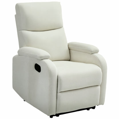 Fotoliu Recliner din In cu Suport Reglabil pentru Picioare, 69x91,5x103 cm, Alb crem