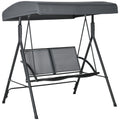 Balansoar cu 2 Locuri de Gradina pentru Exterior cu Baldachin Reglabil si Sezuta din Textilen, 140x118x162cm Gri