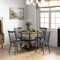 Masă de Dining pentru 4-6 Persoane cu 2 Rafturi Integrate, din Oțel și MDF, Ø100x76 cm, Negru și Maro