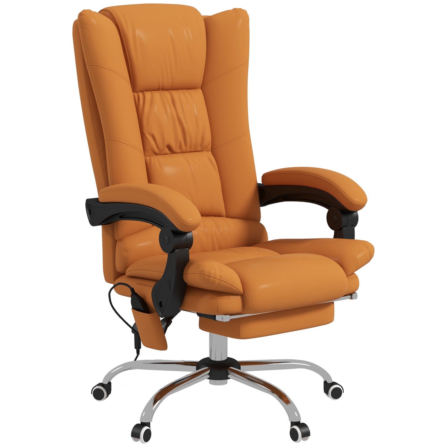 Scaun de Birou Masaj cu Vibratii Caldura Scaun de Calculator Suport pentru Picioare Cotiera Spatar Rabatabil Maro Deschis Pentru scoala computer mobila de studiu ergonomic pentru birou munca modern contemporan dormitor ergonomic cu masaj