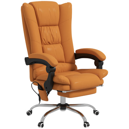 Scaun de Birou Masaj cu Vibratii Caldura Scaun de Calculator Suport pentru Picioare Cotiera Spatar Rabatabil Maro Deschis Pentru scoala computer mobila de studiu ergonomic pentru birou munca modern contemporan dormitor ergonomic cu masaj