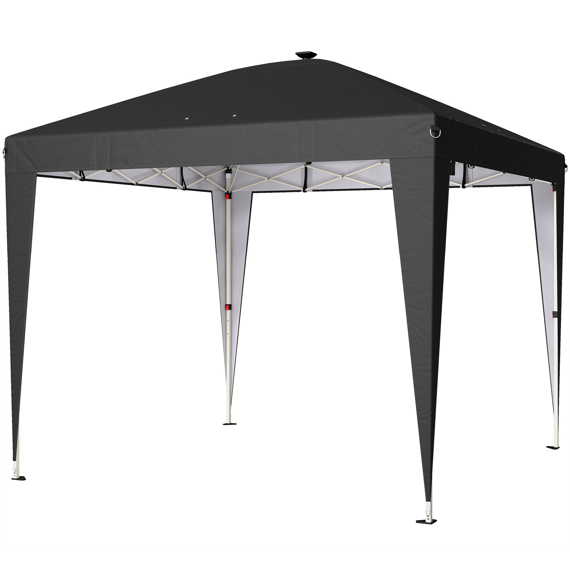 Pavilion pliabil 3x3 m, înălțime reglabilă, cu lumină centrală și telecomandă, din metal și poliester, negru