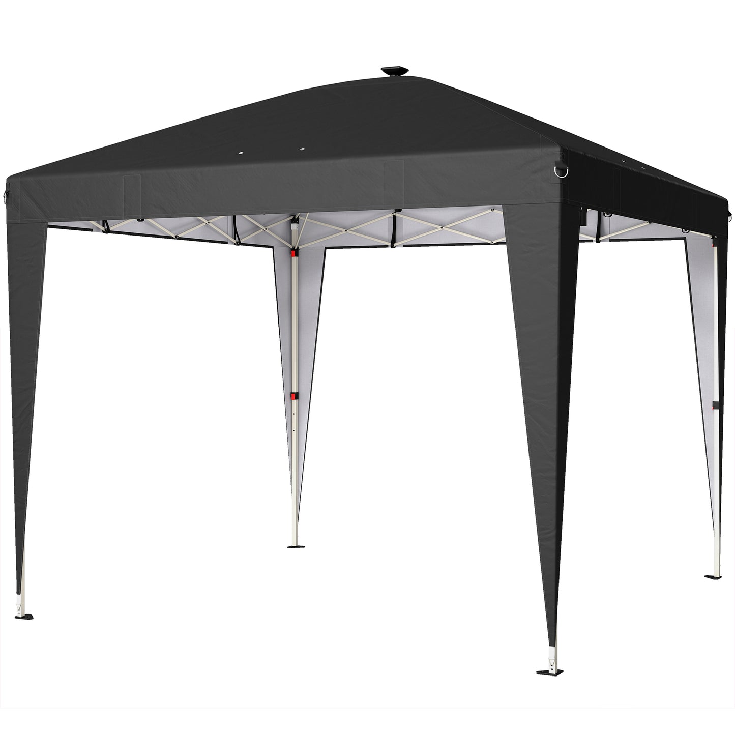 Pavilion pliabil 3x3 m, înălțime reglabilă, cu lumină centrală și telecomandă, din metal și poliester, negru