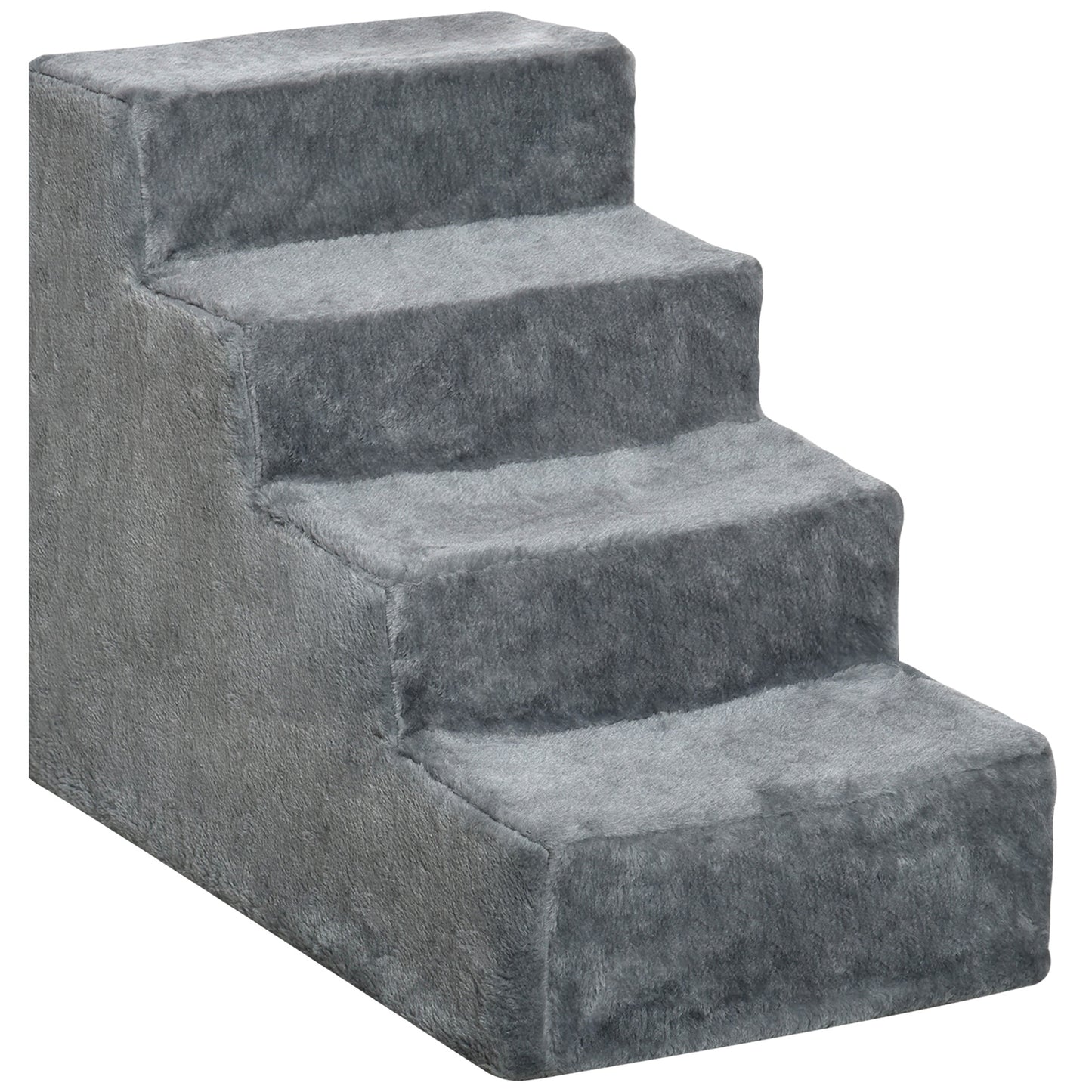 Scară portabilă pentru câini cu 4 trepte, din material catifelat detașabil și placaj, 60x35x44 cm, gri