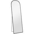 Oglindă de podea și perete modernă din aliaj de aluminiu cu suport pliabil, 50x161,5cm, negru