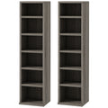 Set de 2 rafturi pentru CD-uri cu polițe reglabile pentru 204 CD-uri, 21x22,5x88,5 cm, gri