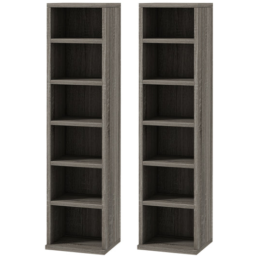 Set de 2 rafturi pentru CD-uri cu polițe reglabile pentru 204 CD-uri, 21x22,5x88,5 cm, gri