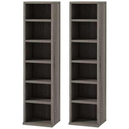 Set de 2 rafturi pentru CD-uri cu polițe reglabile pentru 204 CD-uri, 21x22,5x88,5 cm, gri