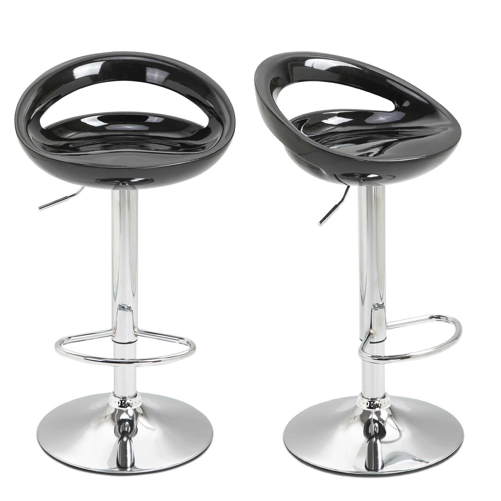 set 2 scaune de bar, plastic ABS, negru