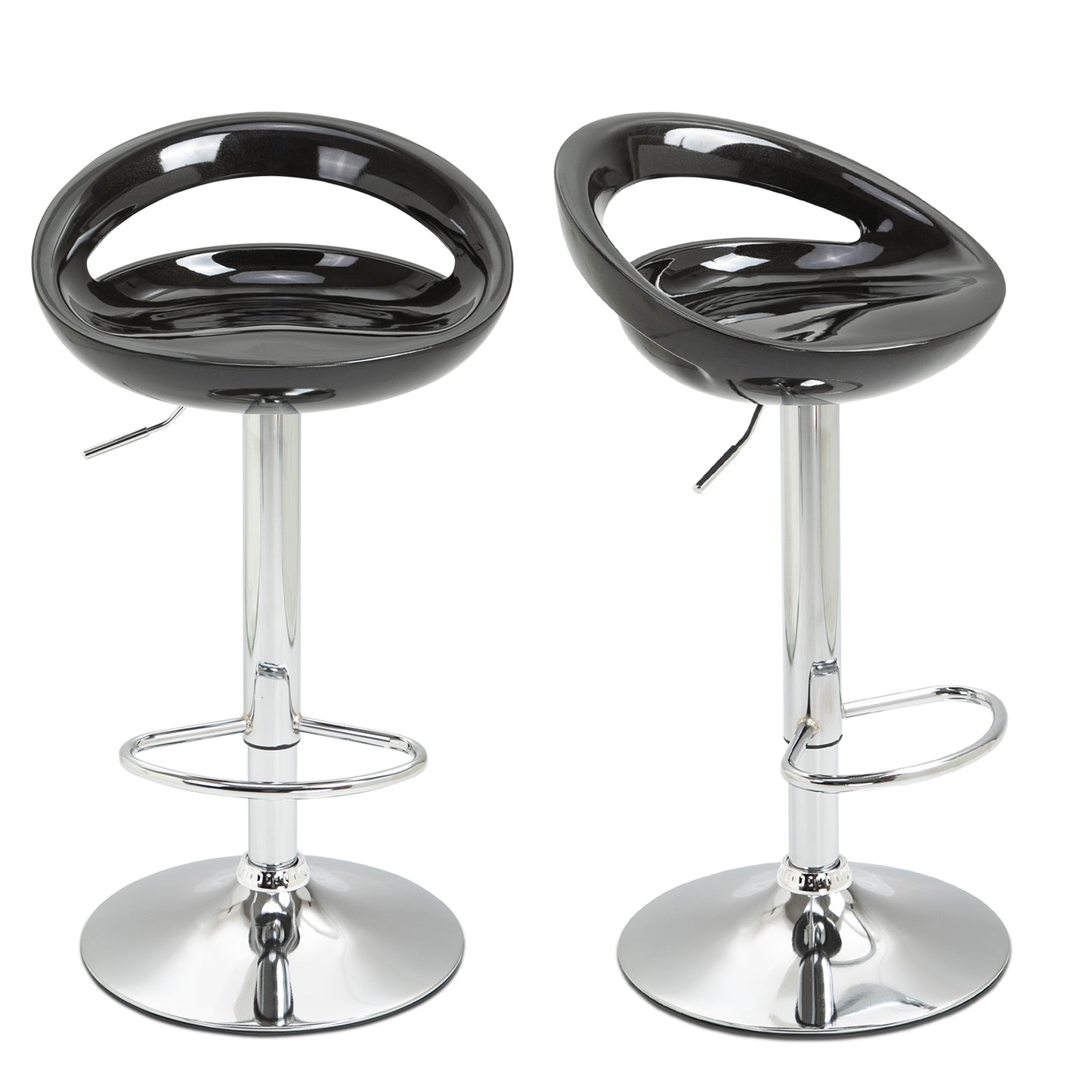 set 2 scaune de bar, plastic ABS, negru