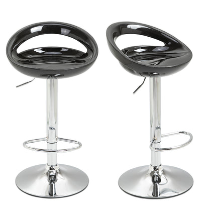 set 2 scaune de bar, plastic ABS, negru