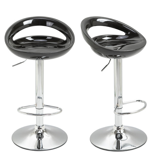set 2 scaune de bar, plastic ABS, negru