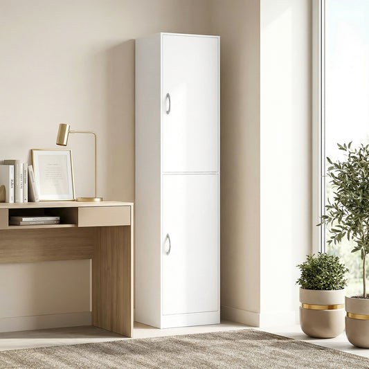 Bibliotecă Înaltă 180 cm, Raft Modern cu 5 Niveluri Reglabile, Mobilier Independent pentru Living, Dormitor, Birou, Alb