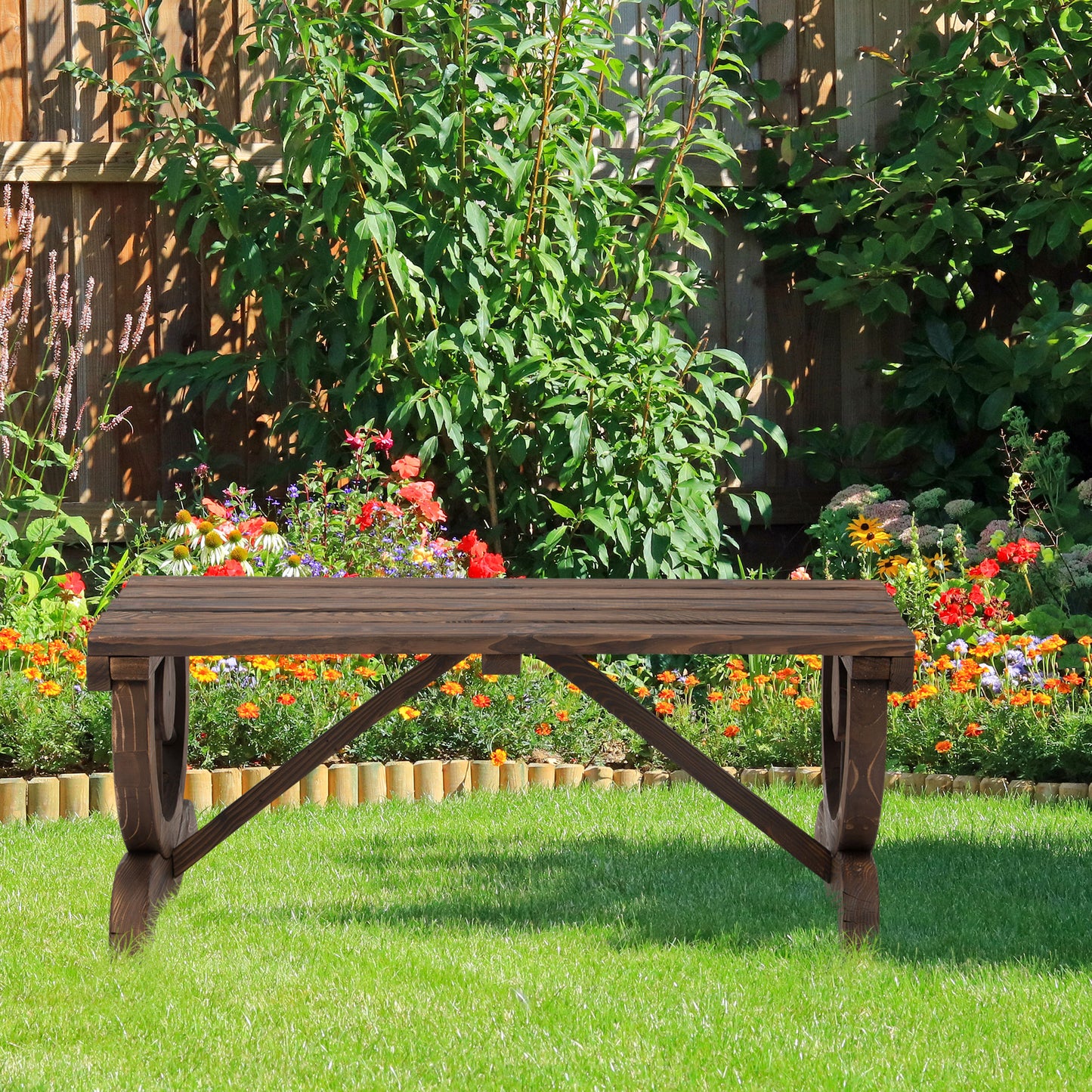 Banca de Gradina cu 2 locuri din lemn de molid, Maro 105x50x53cm