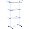 Uscator de rufe extensibil pe 4 niveluri cu 4 roti, din otel si pp, 73x64x177 cm, Albastru si Argintiu