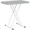 Măsuță de Cafea Pliabilă, Reglabilă pe Înălțime și Portabilă, cu Blat HDPE și Cadru Metalic, 76x50x74 cm, Alb
