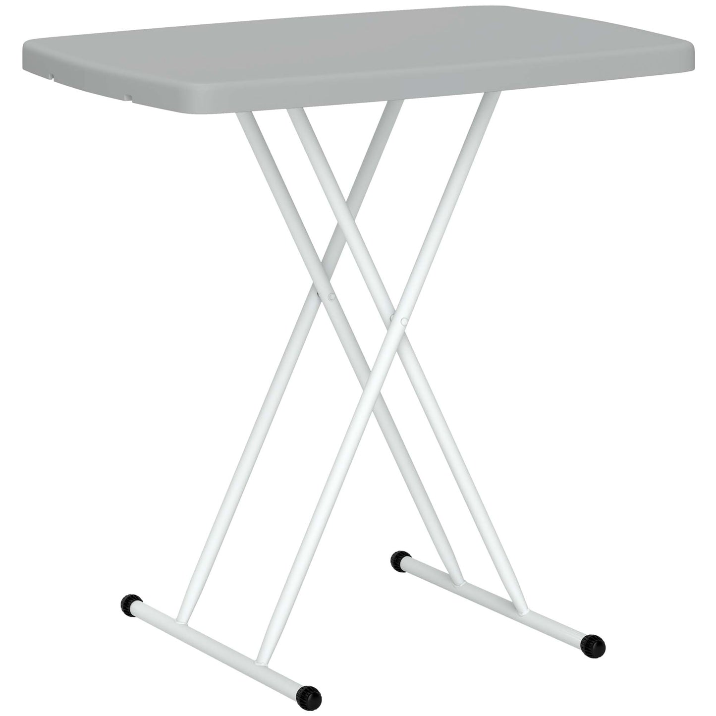 Măsuță de Cafea Pliabilă, Reglabilă pe Înălțime și Portabilă, cu Blat HDPE și Cadru Metalic, 76x50x74 cm, Alb