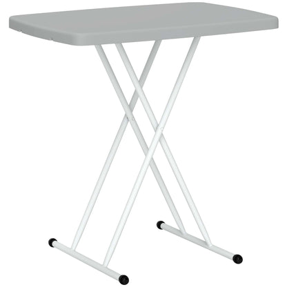 Măsuță de Cafea Pliabilă, Reglabilă pe Înălțime și Portabilă, cu Blat HDPE și Cadru Metalic, 76x50x74 cm, Alb