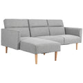 Canapea Extensibila pe Colt cu 3 Locuri din Tesatura Gri Reglabila Stil Scandinav