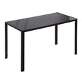 Masă de bucătărie pentru 4 persoane din metal și sticlă temperată, 120x60x75 cm, negru